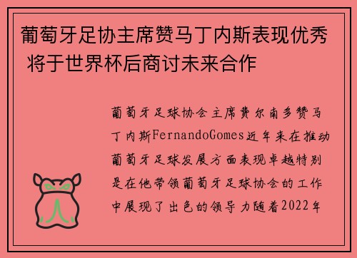 葡萄牙足协主席赞马丁内斯表现优秀 将于世界杯后商讨未来合作